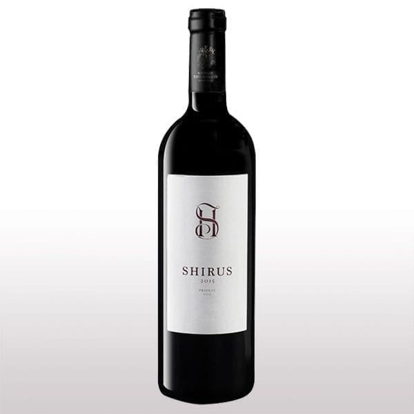 Priorat, Shirus 2015, Rode wijn, 15% Vol., Bodegas Totó Marqués, Gebruikte druiven: Syrah, 12 maanden op vaten, 3 flessen van 75 cl, voorkant grijs