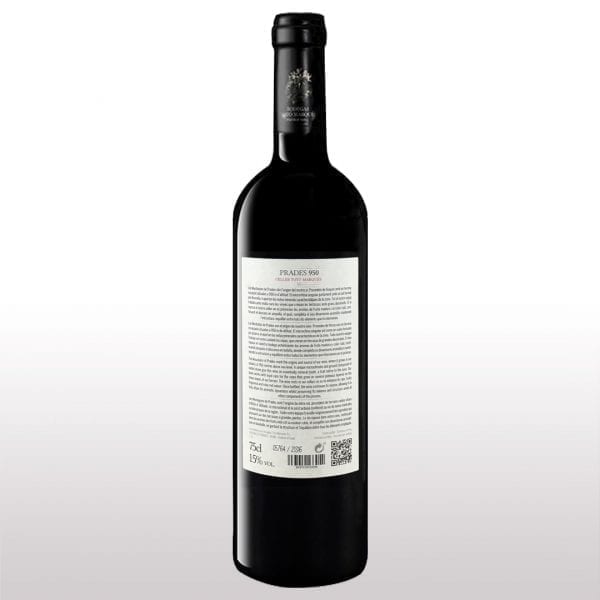 Vino Tinto Prades 950 2016 - Toto Marques - Vi de Vila D.O.Q. Prades, Tarragona, Catalunya - Garnacha, Syrah, Pinot Noir, Merlot - Levaduras naturales - 12 meses de crianza en barrica de roble - 15% Vol - Edición limitada, Botellas numeradas de 75 Cl. 012