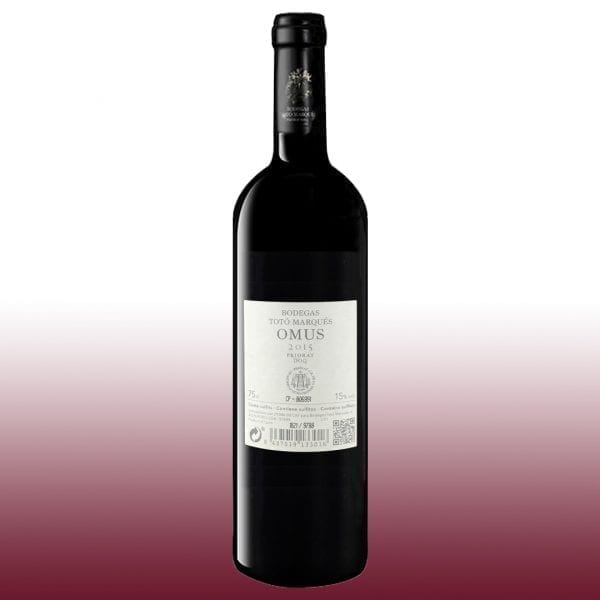 Priorat, Omus 2015, Rode wijn, 15% Vol., Bodegas Totó Marqués, Gebruikte druiven: Rode Grenache, Cariñena, Syrah en Cabernet Sauvignon, 12 maanden op vat, 3 Flessen van 75 Cl 05