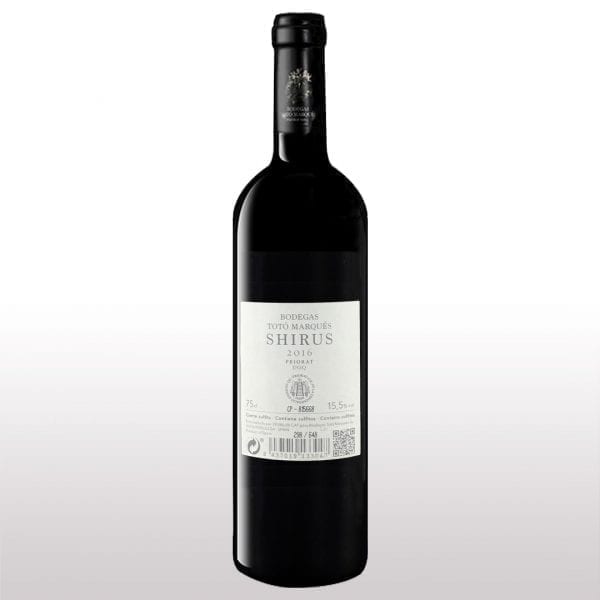 Priorat, Shirus 2015, Red Wine, 15% Vol., Bodegas Totó Marqués, Grapes used: Syrah, 12 Months on Barrels, 3 Bottles of 75 Cl, 06