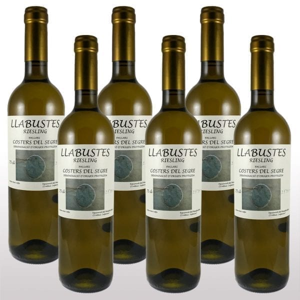 Vino Blanco Llabustes Riesling 2019 - Bodega Vila Corona - Vino de la localidad D.O. Costers del Segre, Uvas utilizadas Riesling 12,5% VOL, Numeradas, Fermentación natural en Barricas de Roble 40 + 20 días 6 Botellas g